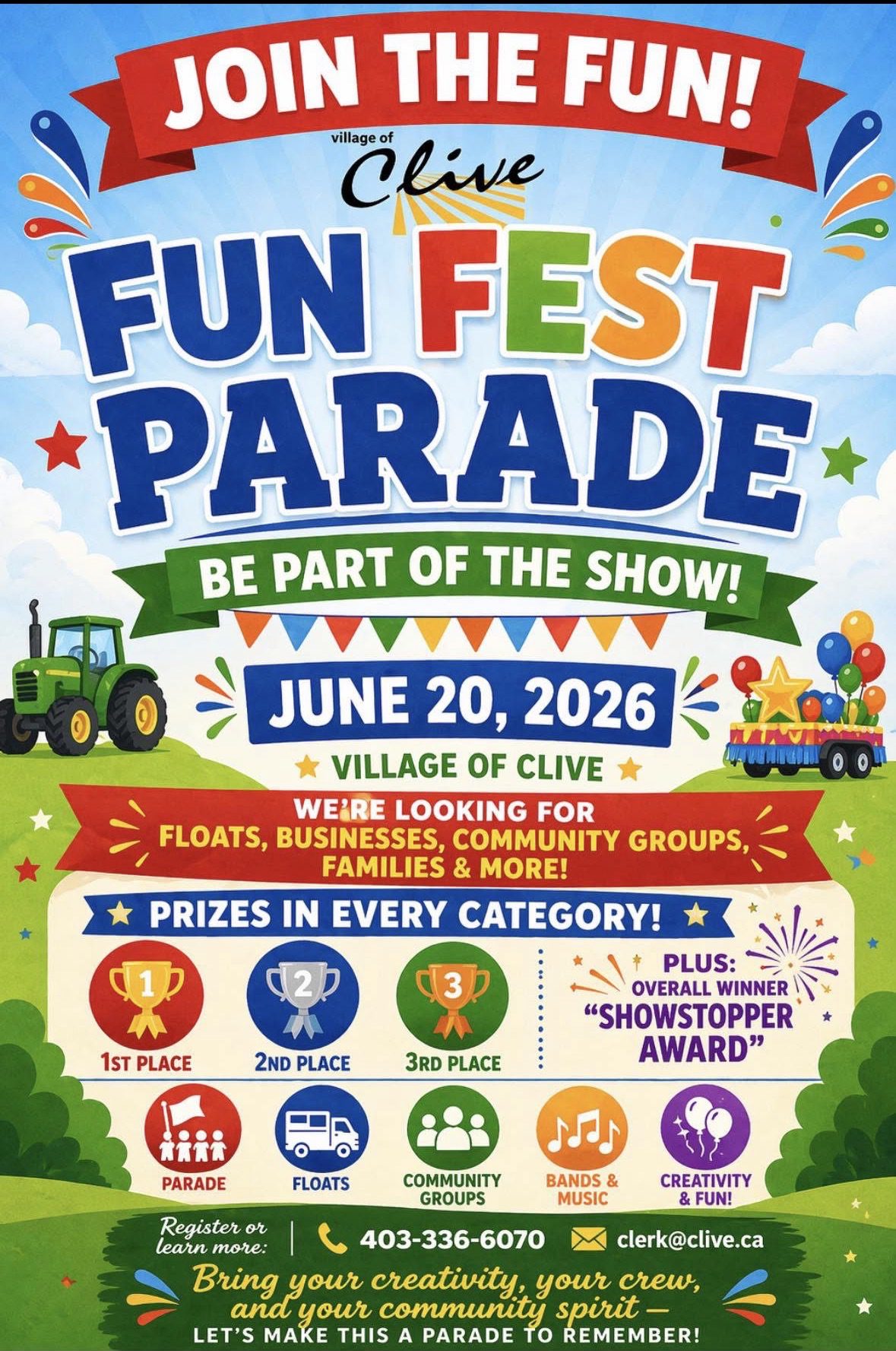 Funfest Clive FunFest Parade – Village of Clive